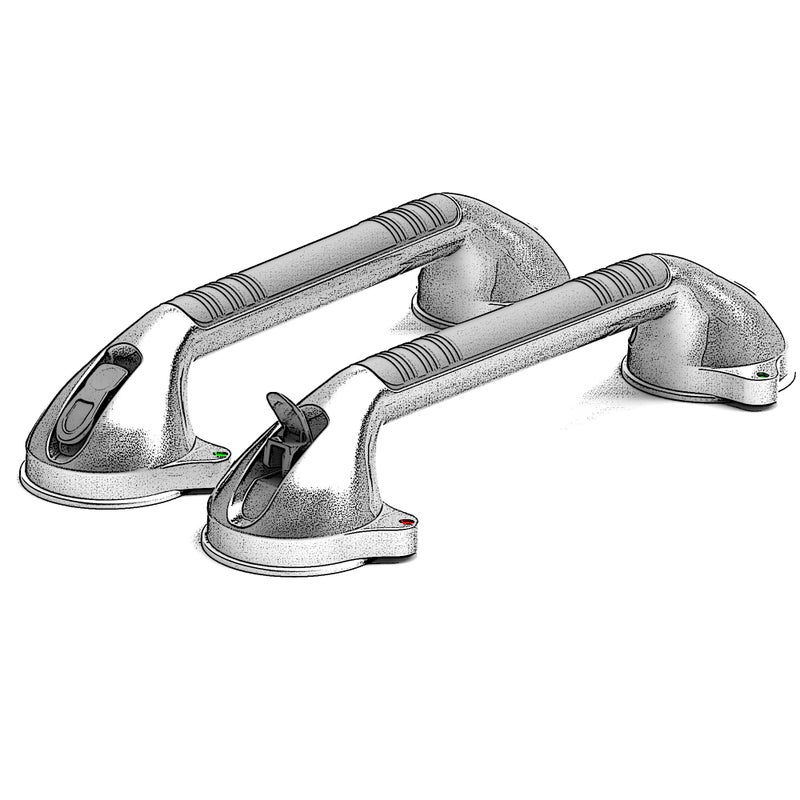 AmeriLuck 16.5inch Suction Bath Grab Bar with Indicators, Balance Assist Bathroom Shower Handle, Silver/Greyï¼ˆPack of 2ï¼‰ - Image 2
